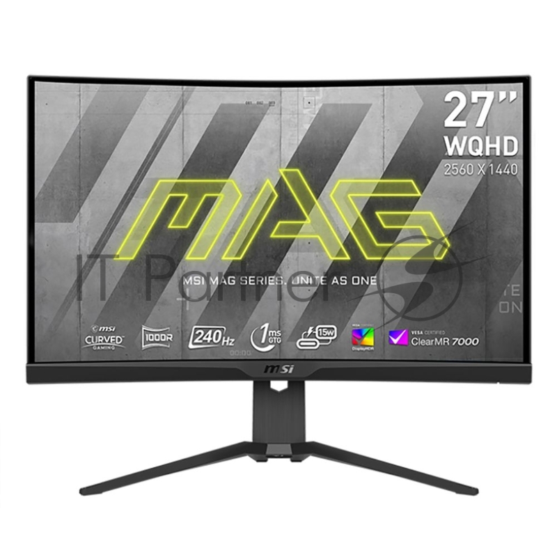 Монитор MSI 27 MAG 275CQRXF черный VA LED 1ms 16:9 HDMI полуматовая HAS 300cd 178гр/178гр 2560x1440 240Hz FreeSync DP WQ USB 5.8кг