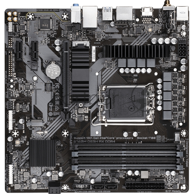Материнская плата Gigabyte B760M DS3H AX DDR4 (V1.2) Soc-1700 Intel B760 4xDDR4 mATX AC`97 8ch(7.1) 2.5Gg RAID+HDMI+DP