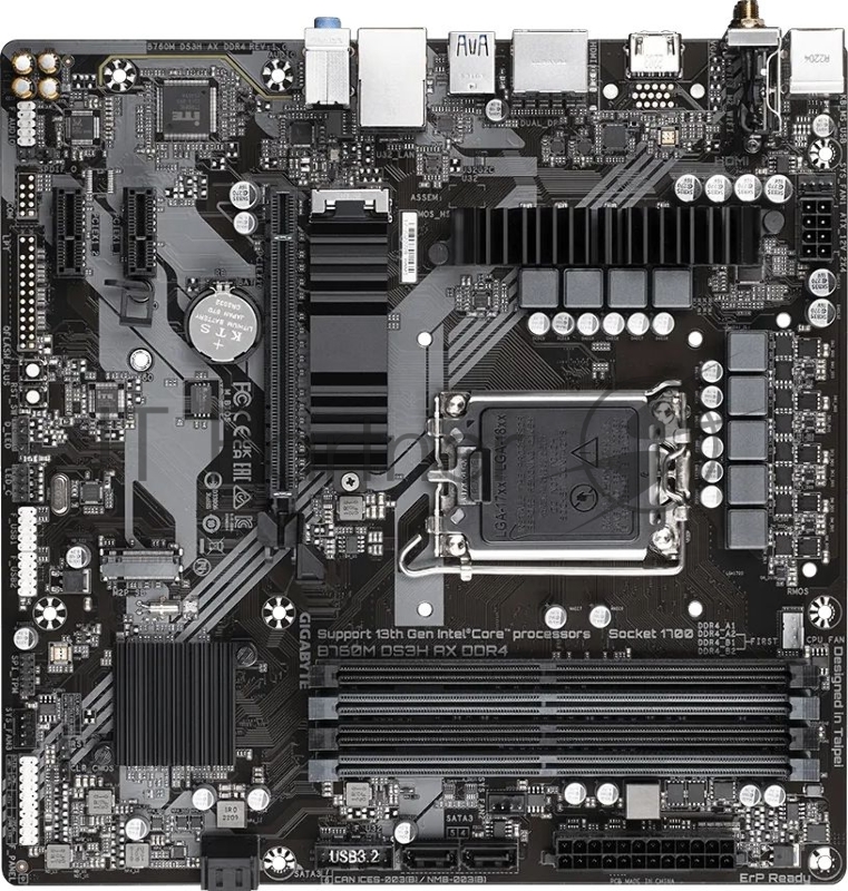 Материнская плата Gigabyte B760M DS3H AX DDR4 (V1.2) Soc-1700 Intel B760 4xDDR4 mATX AC`97 8ch(7.1) 2.5Gg RAID+HDMI+DP