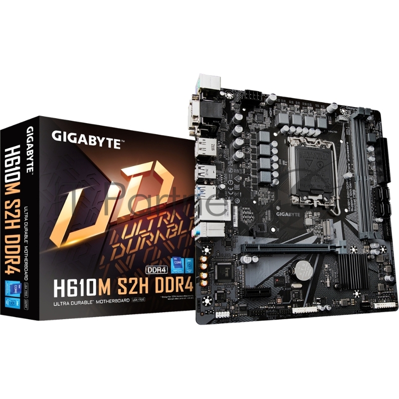 Материнская плата Gigabyte H610M S2H DDR4 (V1.1/V1.2) , Socket 1700, Intel®H610, 2xDDR5-4800, D-SUB+DVI-D+HDMI+DP, 1xPCI-Ex16, 1xPCI-Ex1, 4xSATA3, 1xM.2, 8Ch Audio, GLan, (4+4)xUSB2.0, (2+2)xUSB3.2, 2xPS/2, mATX, RTL