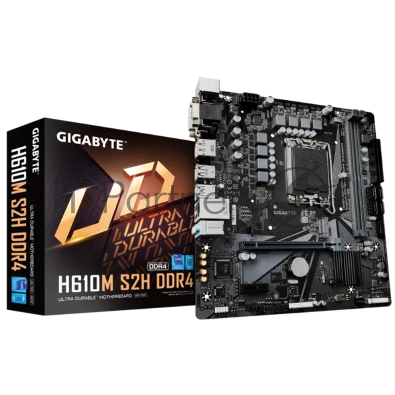 Материнская плата Gigabyte H610M S2H DDR4 (V1.1/V1.2) , Socket 1700, Intel®H610, 2xDDR5-4800, D-SUB+DVI-D+HDMI+DP, 1xPCI-Ex16, 1xPCI-Ex1, 4xSATA3, 1xM.2, 8Ch Audio, GLan, (4+4)xUSB2.0, (2+2)xUSB3.2, 2xPS/2, mATX, RTL
