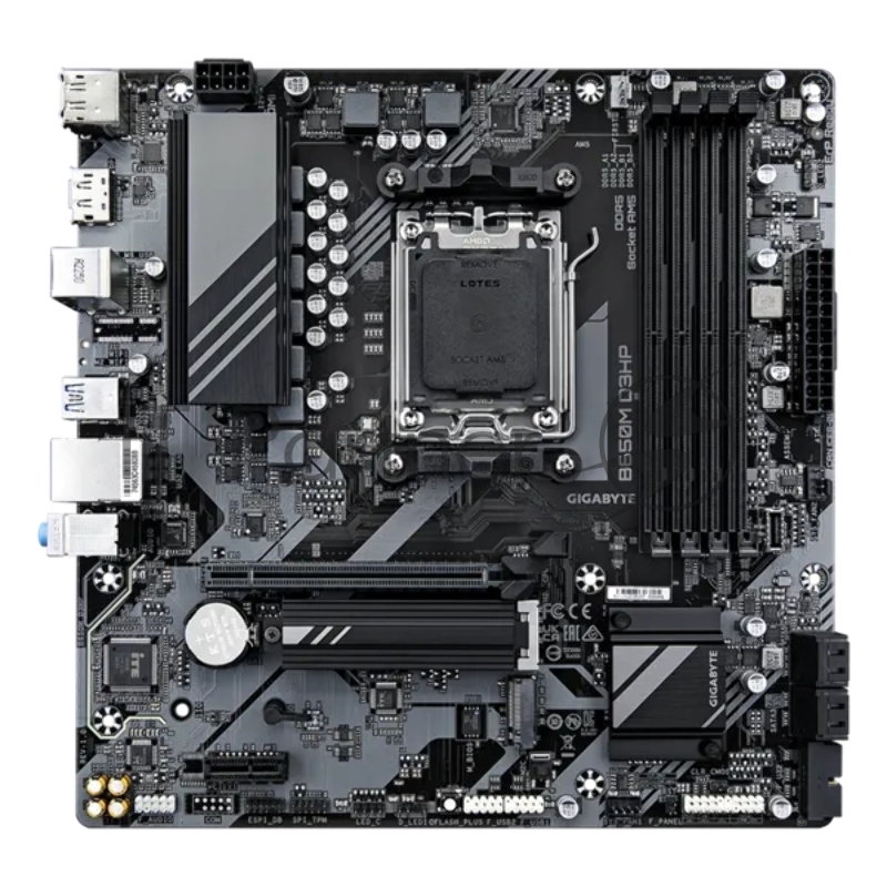 Материнская плата Gigabyte B650M D3HP AM5, AMD B650, 4xDDR5-5200 МГц, 1xPCI-Ex16, 2xM.2, Micro-ATX