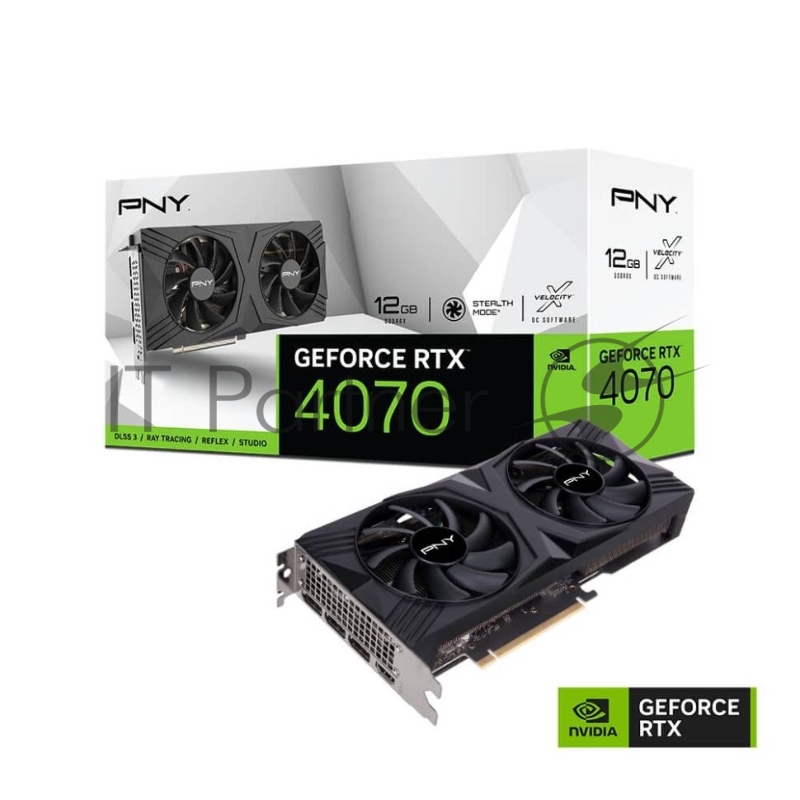 Видеокарта PNY Geforce RTX4070 12GB VERTO Dual Fan DLSS 3 GDDR6X 192-bit DPx3 HDMI RTL