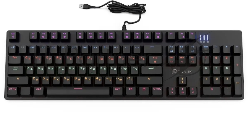 Клавиатура Оклик 990 G2 механическая черный USB Multimedia for gamer LED (1875240)