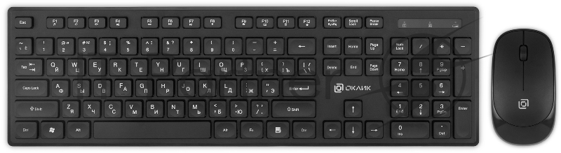 Клавиатура + мышь Оклик S255W клав:черный мышь:черный USB беспроводная Multimedia (1909361)
