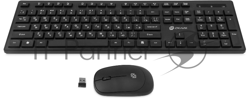 Клавиатура + мышь Оклик S255W клав:черный мышь:черный USB беспроводная Multimedia (1909361)