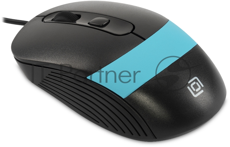 Мышь Оклик 310M черный/синий оптическая (2400dpi) USB для ноутбука (3but)