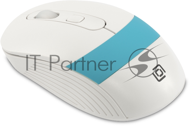 Мышь Оклик 310MW белый/синий оптическая (3200dpi) беспроводная USB для ноутбука (3but)