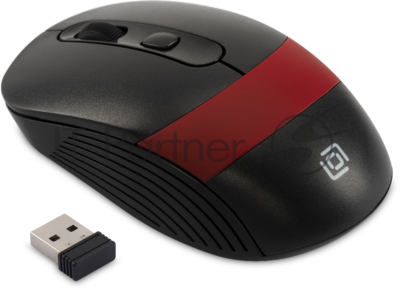 Мышь Оклик 310MW черный/красный оптическая (3200dpi) беспроводная USB для ноутбука (3but)