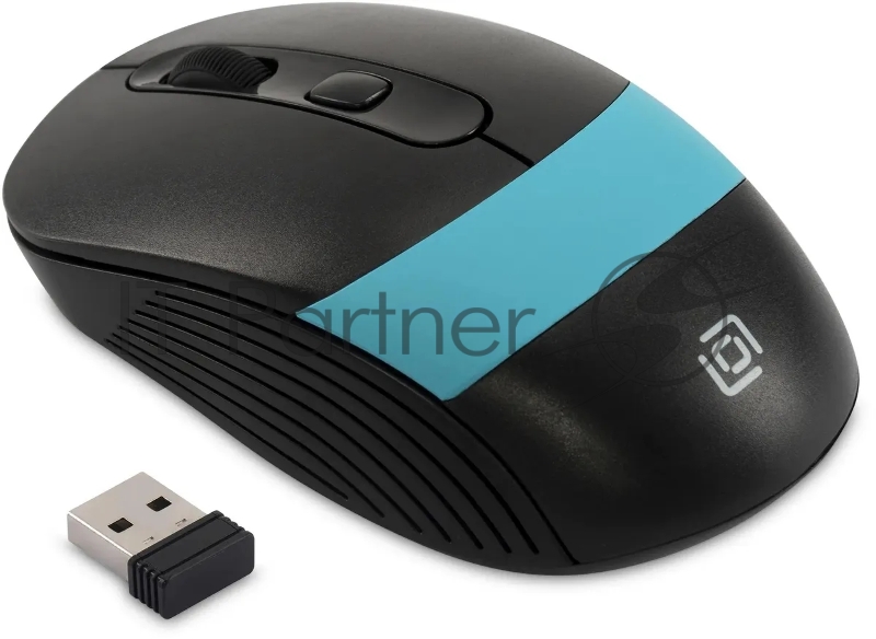 Мышь Оклик 310MW черный/синий оптическая (3200dpi) беспроводная USB для ноутбука (3but)