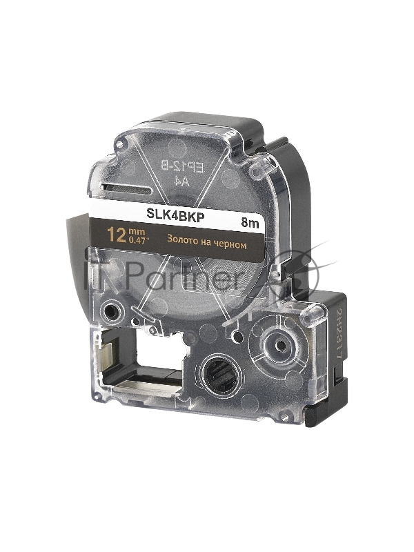 Кассета с лентой SOK by Sakura Printing K4BKP для Epson , золотой на черном, 12мм/8м