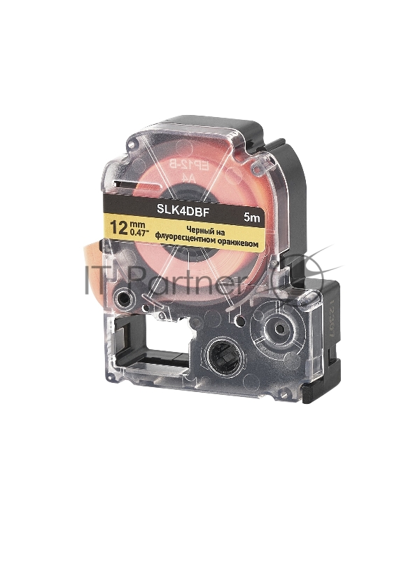 Кассета с лентой SOK by Sakura Printing K4DBF для Epson , черный на флуоресцентном оранжевом, 12мм/5м