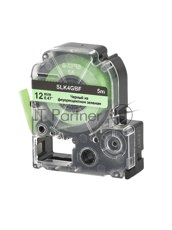 Кассета с лентой SOK by Sakura Printing K4GBF для Epson , черный на флуоресцентном зеленом, 12мм/5м