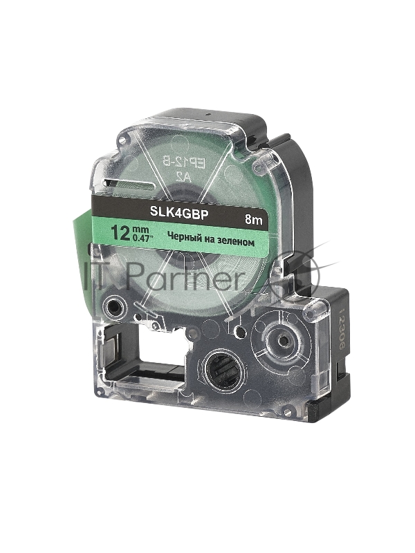 Кассета с лентой SOK by Sakura Printing K4GBP для Epson , черный на зеленом, 12мм/8м