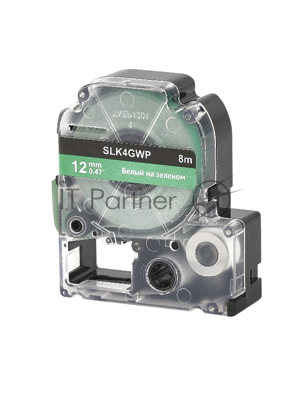 Кассета с лентой SOK by Sakura Printing K4GWP для Epson , белый на зеленом, 12мм/8м