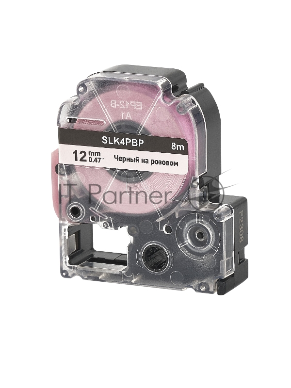 Кассета с лентой SOK by Sakura Printing K4PBP для Epson , черный на розовом, 12мм/8м