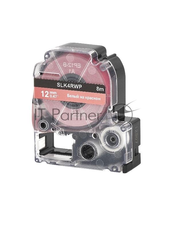 Кассета с лентой SOK by Sakura Printing K4RWP для Epson , белый на красном, 12мм/8м
