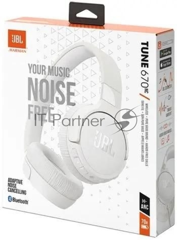Гарнитура накладные JBL Tune 670NC белый беспроводные bluetooth оголовье (JBLT670NCWHT)