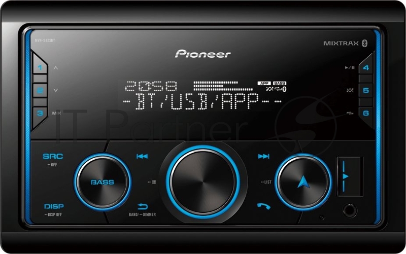 Автомагнитола Pioneer MVH-S425BT 2DIN 4x50Вт ПДУ RDS