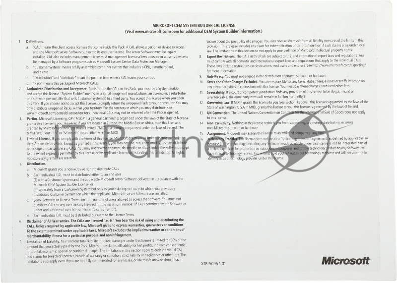 ПО Microsoft Windows Server CAL 2022 English 1pk DSP OEI 5 Clt User CAL (R18-06466)