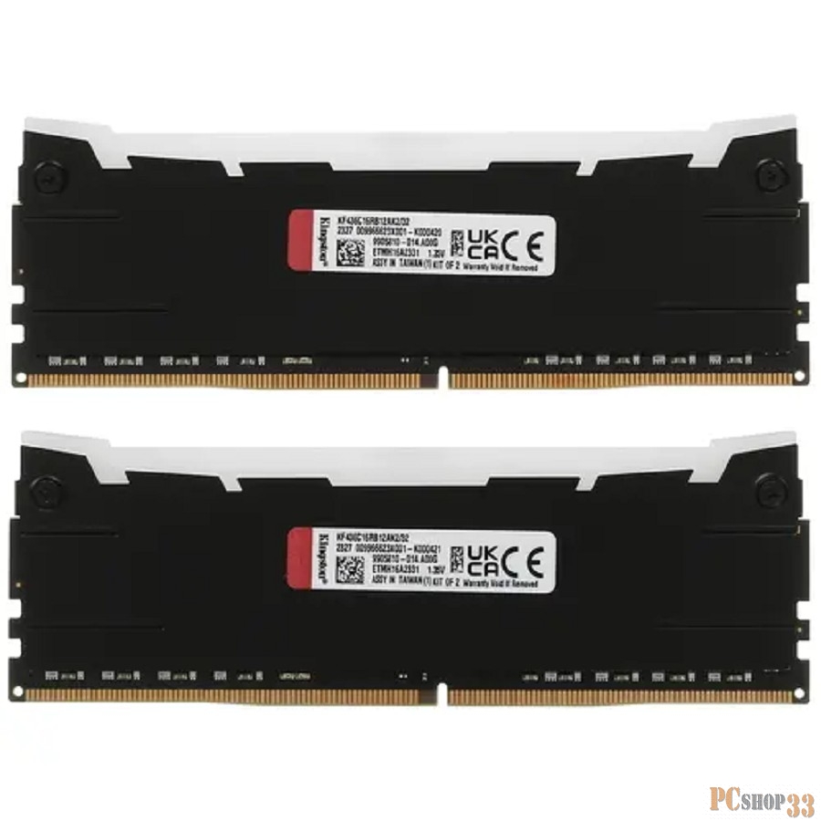 Память DDR4 2x16GB 3600MHz Kingston KF436C16RB12AK2/32 Fury Renegade RGB RTL Gaming PC4-28800 CL16 DIMM 288-pin 1.35В dual rank с радиатором Ret