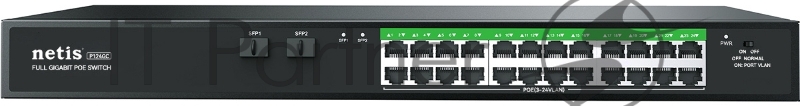 Коммутатор NETIS 24PORT 10/1000M POE 2 SFP COMBO P124GC
