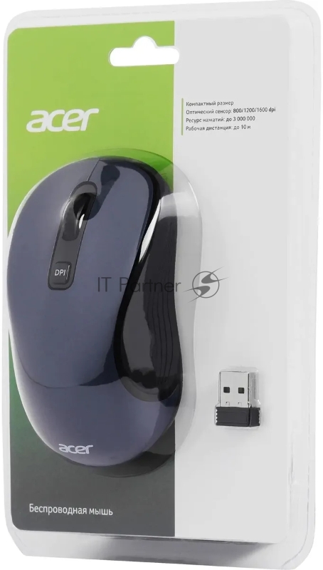 Мышь Acer OMR306 черный/серый оптическая (1600dpi) беспроводная USB (6but)