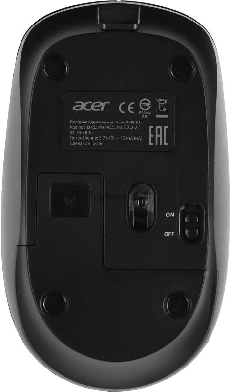Мышь Acer OMR307 черный оптическая (1600dpi) беспроводная USB