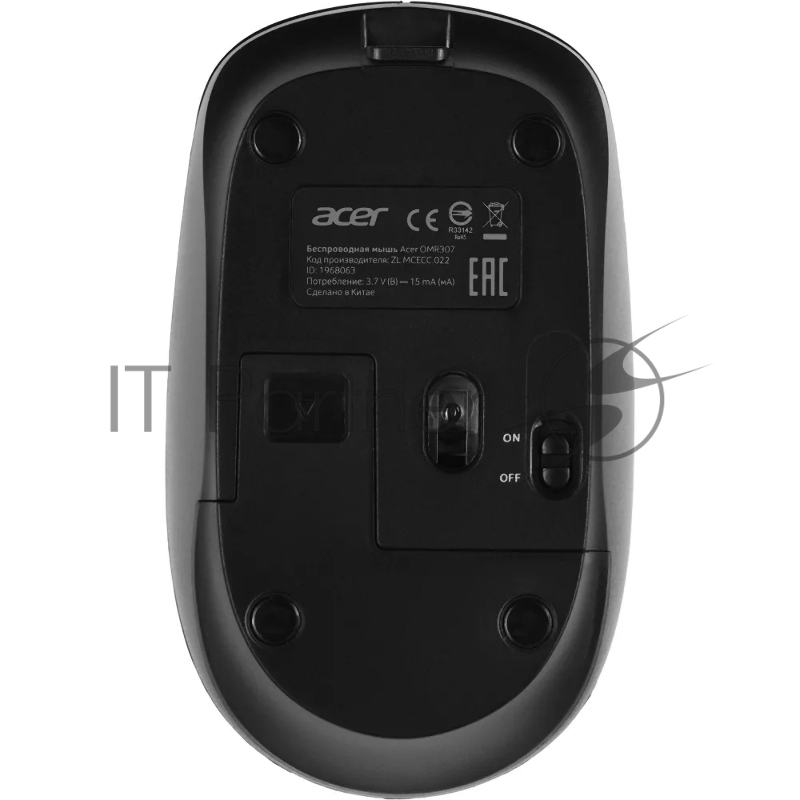 Мышь Acer OMR307 черный оптическая (1600dpi) беспроводная USB