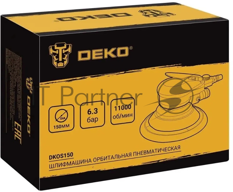 Шлифмашина орбитальная Deko DKOS150 d=150мм желтый/черный