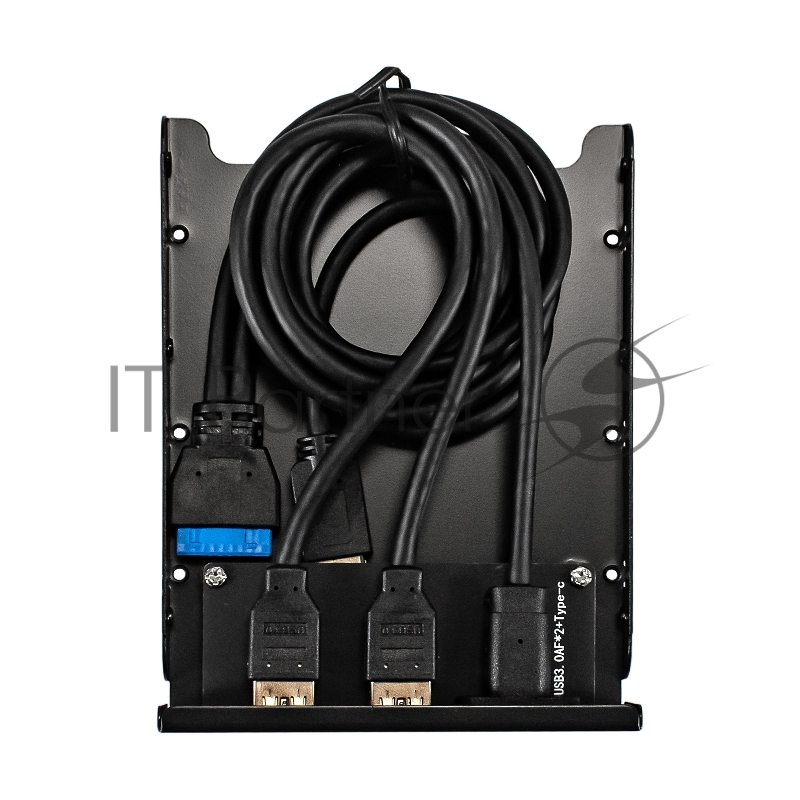 Планка USB на переднюю панель ExeGate U3H-616, 3,5, 2*USB3.0+1*TypeC, черная, металл, подсоединение к мат. плате