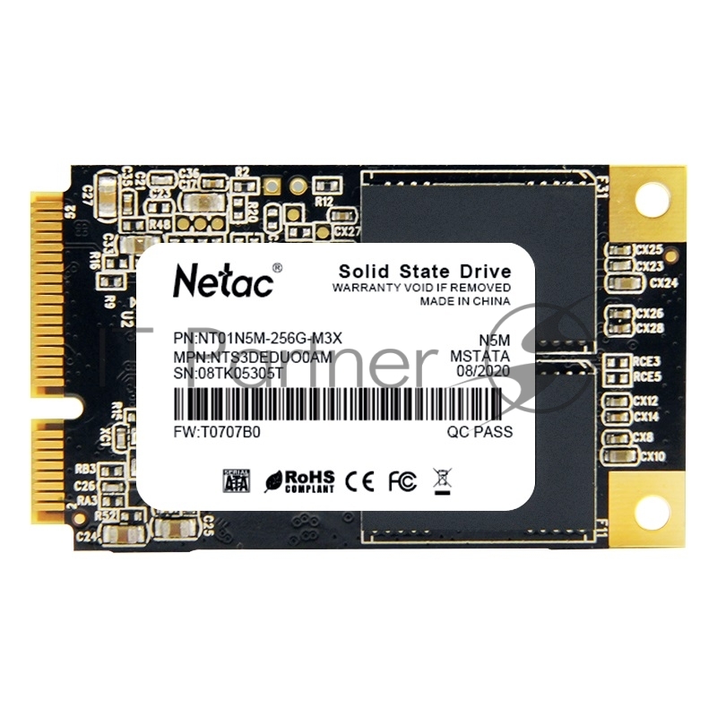 Накопитель SSD mSATA Netac 256Gb N5M Series <NT01N5M-256G-M3X> Retail (SATA3, up to 540/490MBs, 3D TLC)