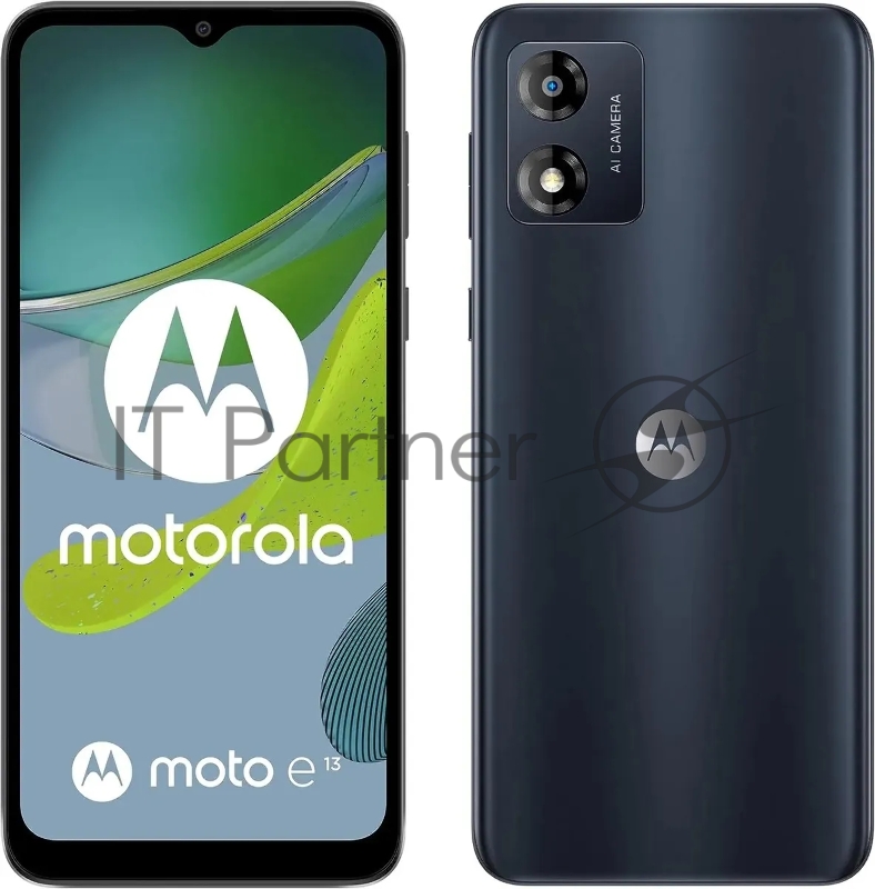 Смартфон Motorola XT2345-3 E13 64Gb 2Gb черный моноблок 3G 4G 6.6 1080x2400 Android 12 50Mpix 802.11 a/b/g/n/ac NFC GPS GSM900/1800 GSM1900 TouchSc Protect