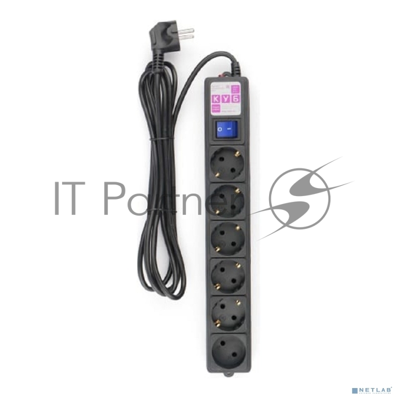 Сетевой фильтр Powercube SPG6-B-3M 3м (6 розеток) черный (коробка)
