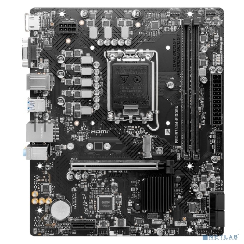 Материнская плата MSI PRO B760M-E Soc-1700 Intel B760 2xDDR5 mATX AC`97 8ch(7.1) GbLAN+VGA+HDMI