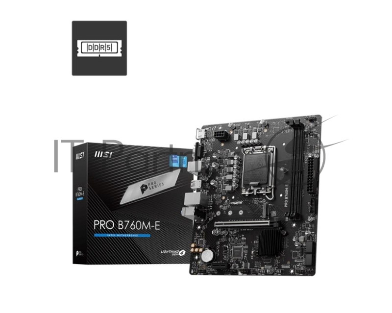Материнская плата MSI PRO B760M-E Soc-1700 Intel B760 2xDDR5 mATX AC`97 8ch(7.1) GbLAN+VGA+HDMI