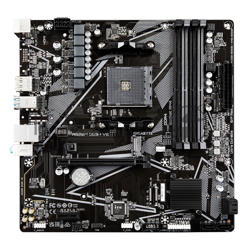 Материнская плата Gigabyte A520M DS3H V2 (V1.1) Soc-AM4 AMD A520 4xDDR4 mATX AC`97 8ch(7.1) GbLAN RAID+HDMI+DP