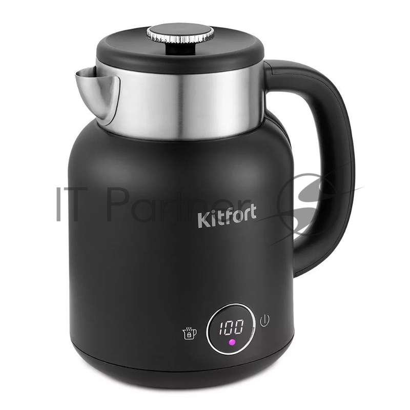 Чайник электрический Kitfort КТ-6196-1 1.5л. 2200Вт черный/серебристый (корпус: нержавеющая сталь)