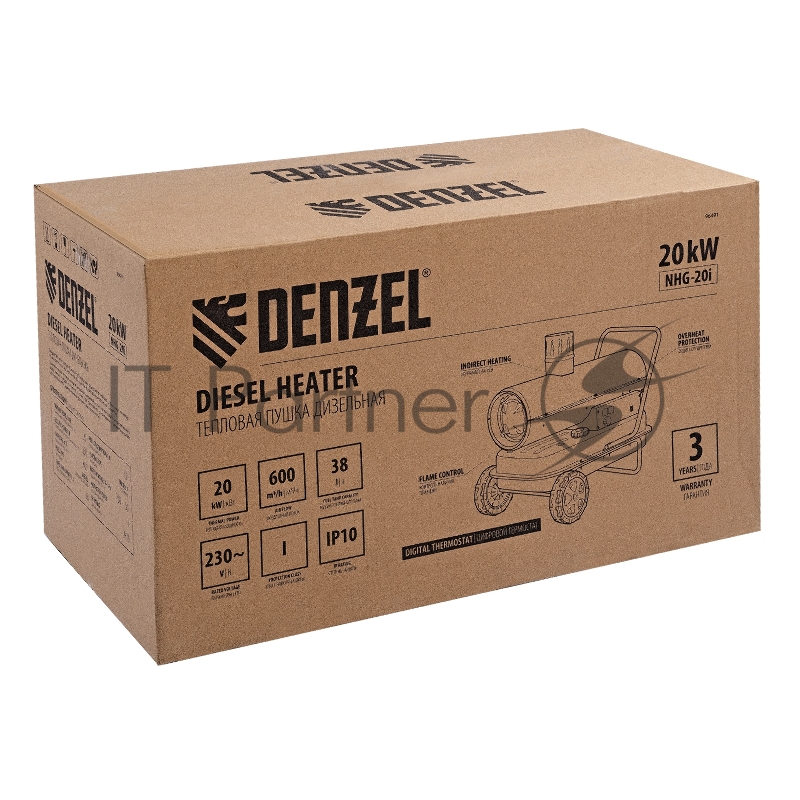 Дизельная тепловая пушка NHG-20i, 20 кВт, 600 м3/ч, непрямой нагрев, цифровой термостат// Denzel