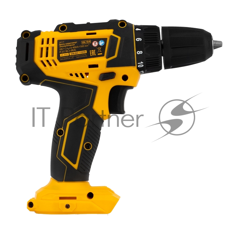 Дрель-шуруповерт аккумуляторная CDL-18-0, Li-Ion, 18 В // Denzel