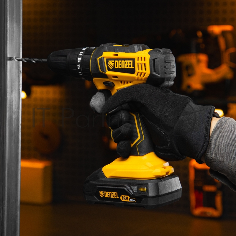 Дрель-шуруповерт аккумуляторная ударная CID-18-0, Li-Ion, 18 В // Denzel