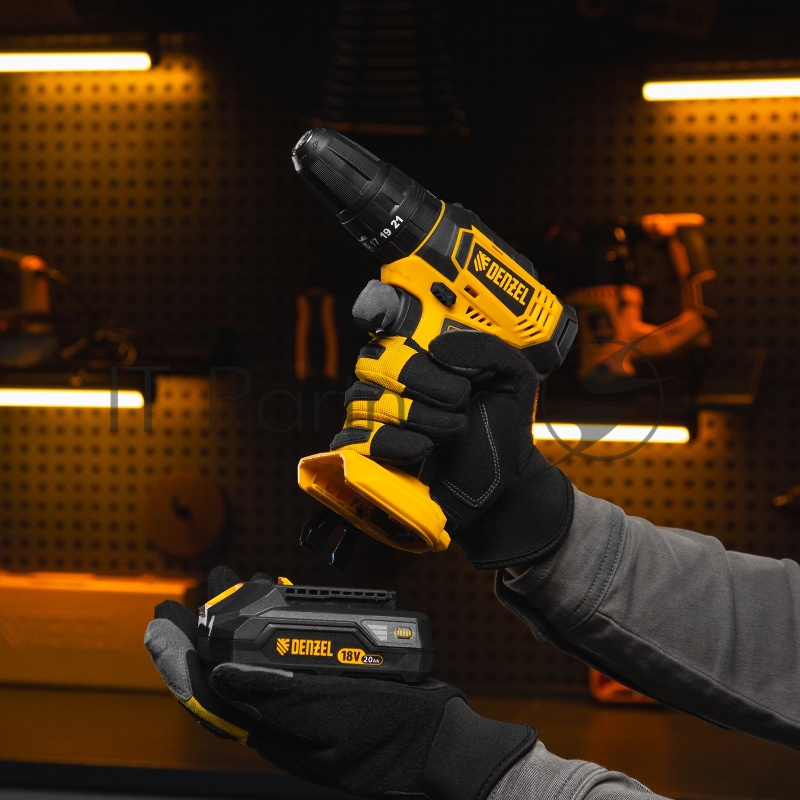 Дрель-шуруповерт аккумуляторная ударная CID-18-0, Li-Ion, 18 В // Denzel