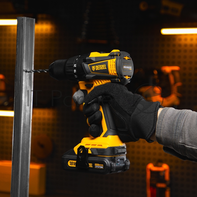 Дрель-шуруповерт аккумуляторная, бесщет. BLDL-IB-18-0, Li-Ion, 18 В // Denzel