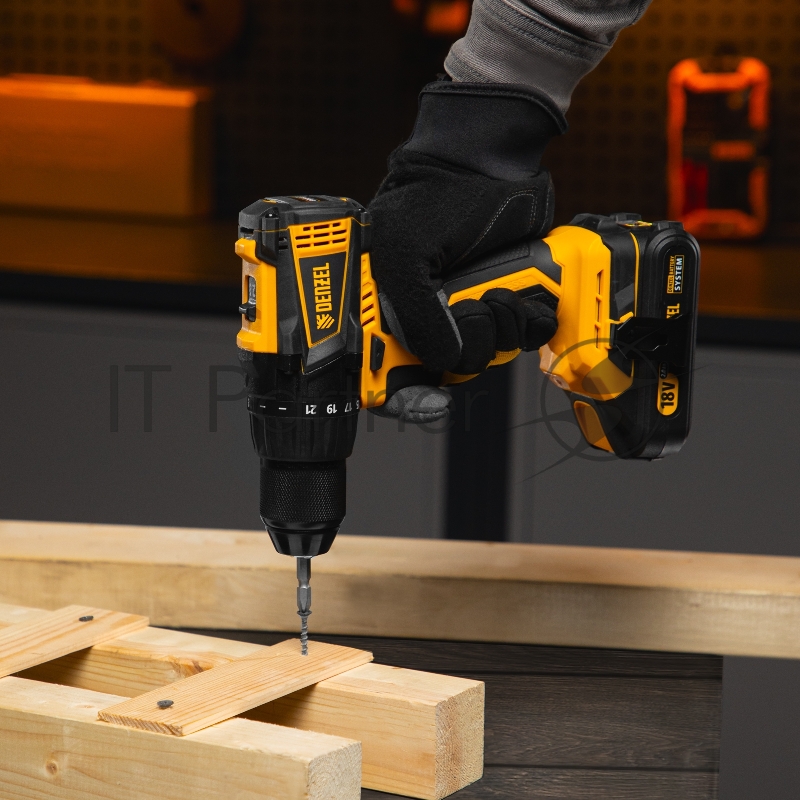 Дрель-шуруповерт аккумуляторная, бесщет. BLDL-IB-18-0, Li-Ion, 18 В // Denzel