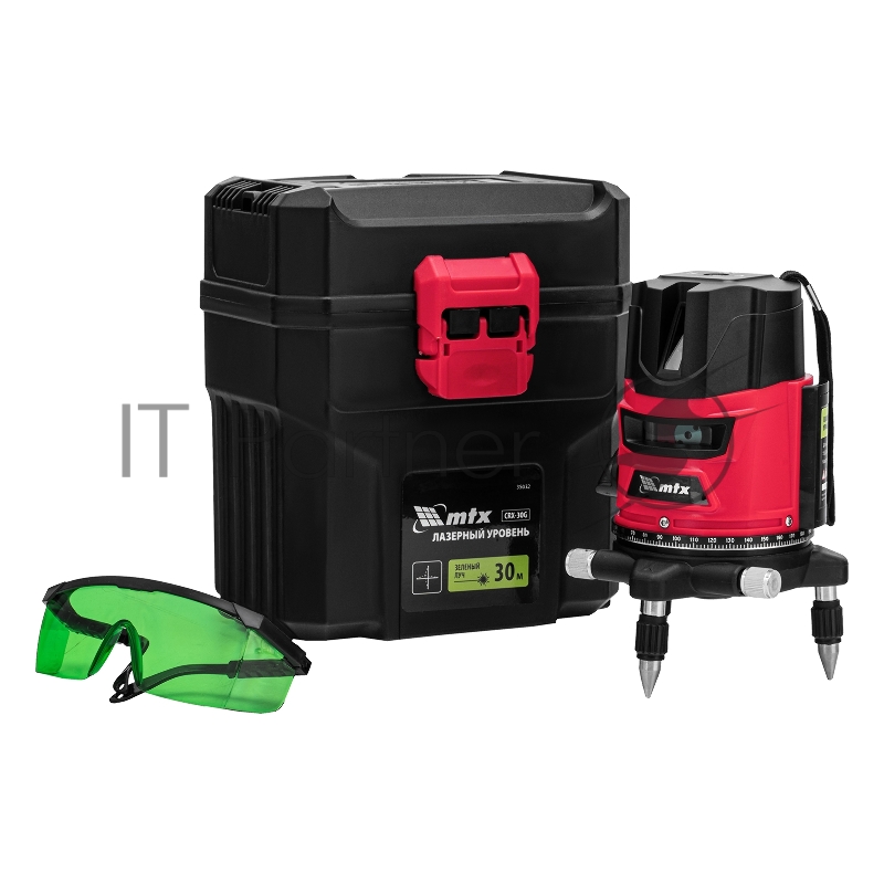 Лазерный уровень CRX-30G, 30 м, зеленый луч, батарейки, резьба 5/8// MTX