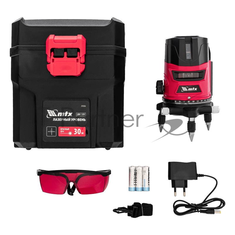 Лазерный уровень CRL-30R, 30 м, красный луч, батарейки, резьба 5/8// MTX