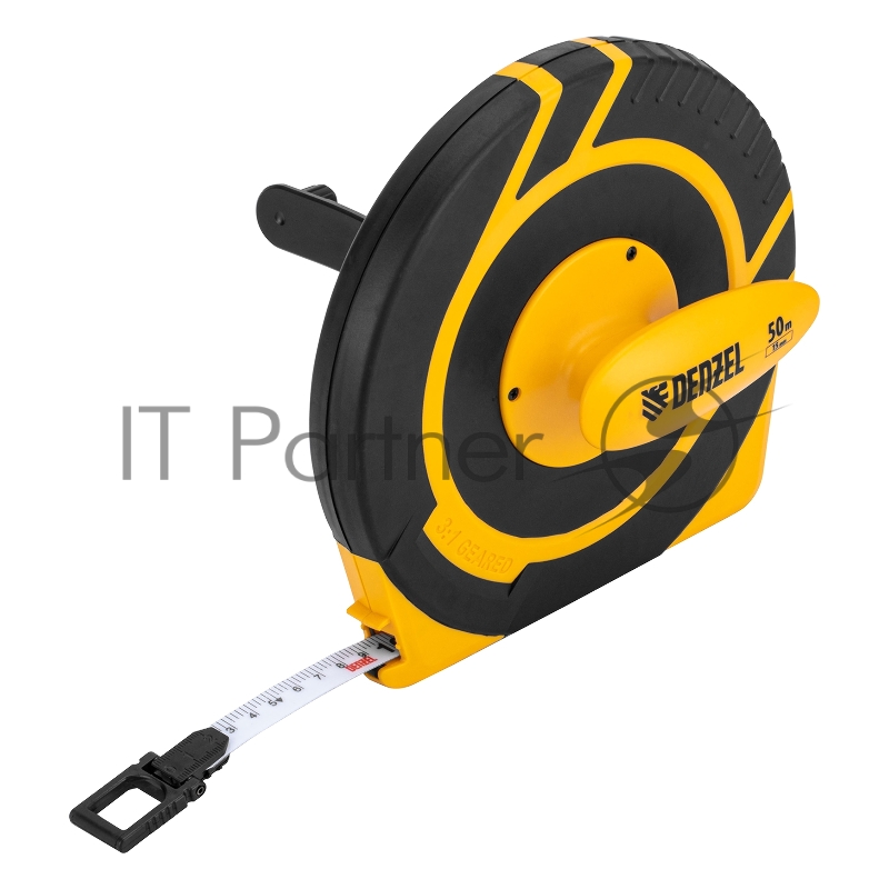 Рулетка геодезическая 50 м х 15 мм, закрытый корпус, фиберглассовая лента// Denzel