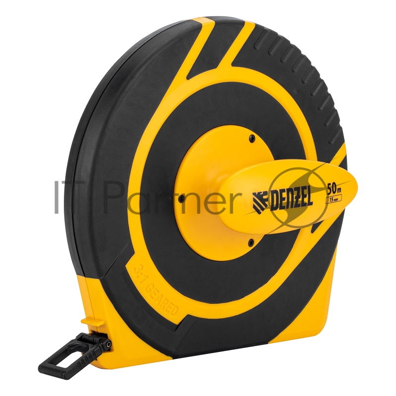 Рулетка геодезическая 50 м х 15 мм, закрытый корпус, фиберглассовая лента// Denzel