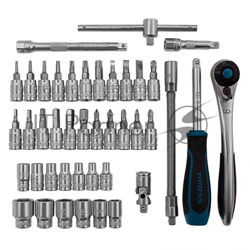 Набор инструментов, 1/4, CrV, 120 зубьев, 42 предмета// Gross