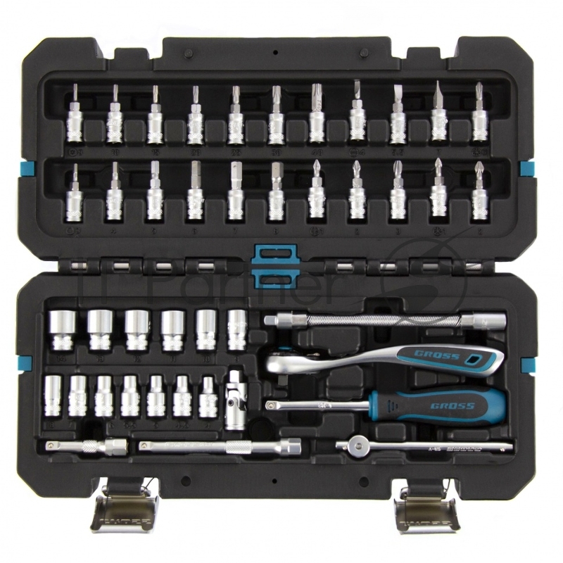 Набор инструментов, 1/4, CrV, 120 зубьев, 42 предмета// Gross